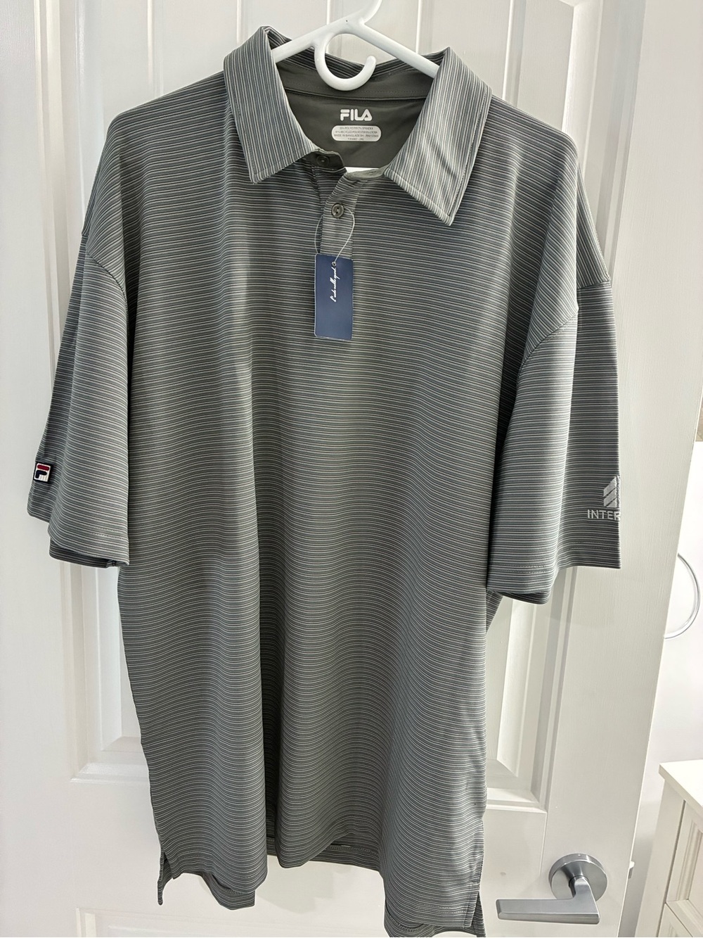Men's Brown, Green & Tan BNWT Fila Striped Golf Polo